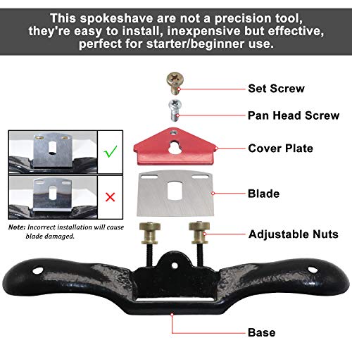 KOOTANS 2pcs 9″ 10″ Adjustable Spokeshave, with Replacement Blades and 4-Way Rasp File, Manual Planer with Flat Base, Perfect for Planing Trimming, Wood Working Deburring Tools | The Storepaperoomates Retail Market - Fast Affordable Shopping