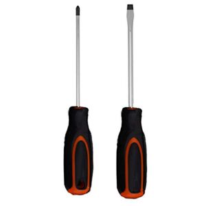 Edward Tools Screwdriver Set Phillips and Flat Head – Magnetized CRV Steel Tips – Ergo Grip Handle – #2 Phillips, Slotted 1/4”