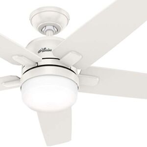Hunter Fan 52 inch Contemporary Fresh White Indoor Ceiling Fan with Light Kit and Remote Control (Renewed)