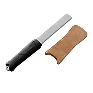 SHARPAL 127N Dual-Grit Diamond Sharpening Stone with Leather Strop, Tool Sharpener for Sharpening Knife, Axe, Hatchet, Lawn Mower Blade, Garden Shears, Chisels, Spade, Drills and All Blade Edge