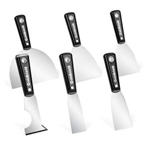 Goldblatt 6-piece Joint Knife Set, 5-piece 1-1/2” to 6” Putty Knives and 6-in-1 Multi-Tool Painter Scraper, Nylon Handle, for Drywall