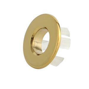 LQS Basin and Sink Trim Overflow Cover for Kitchen, Bathroom and Vanity Sink, Solid Brass Insert in Hole Round Caps, Colour Gold