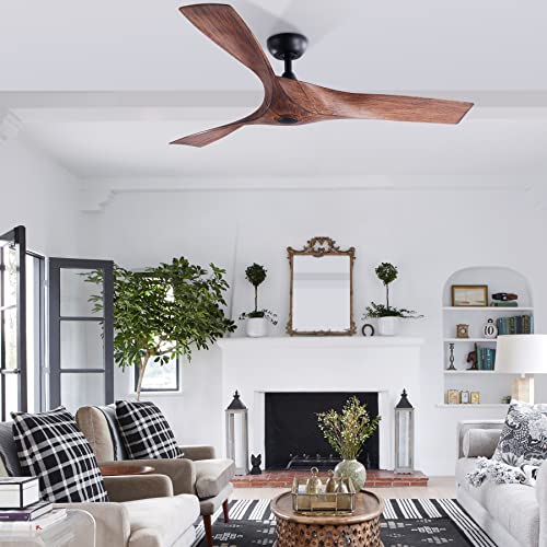 VONLUCE 52″ Industrial Ceiling Fan No Light with Remote Control, Mid Century Ceiling Fans with 3 Walnut ABS Blades, Indoor Ceiling Fan Airplane Propeller for Kitchen Bedroom Living Room | The Storepaperoomates Retail Market - Fast Affordable Shopping