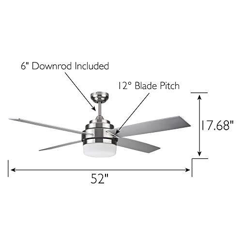 Design House 157354-BN Cali 52-inch Contemporary Indoor Ceiling Fan with LED Light Kit, Remote Control, Brushed Nickel | The Storepaperoomates Retail Market - Fast Affordable Shopping