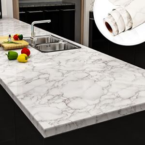Yenhome Marble White Grey Contact Paper 200×30 inch Faux Granite Marble Countertop Peel and Stick Wallpaper Self Adhesive Marble Wallpaper Removable Contact Paper for Kitchen Cabinets Bathroom Counter