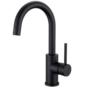 Bar Sink Faucets Single Hole, WiPPhs Matte Black Mini Kitchen Sink Faucets, Single Handle Lead-Free Modern Wet Bar Sink Faucets