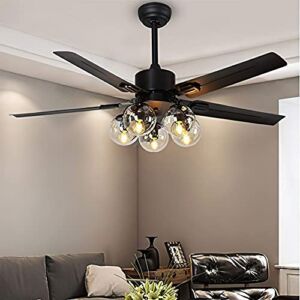 Ceiling Fan with Lights Remote Control Black Ceiling Fan with Light and Remote 52 Inch Modern Ceiling Fan with Light Bedroom Ceiling Fan with Lights Remote Control for Living Room Kitchen