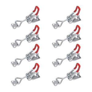 Chfine Adjustable Toggle Clamps with Lock Hole, Hold Down Toggle Clamps Latch Antislip Red Hand Tool Holding Capacity Antislip Horizontal Heavy Duty Toggle Clamp 4002 480lbs Quick Release Tool（8 pack）