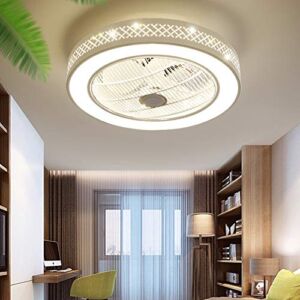 Ceiling Fan with Light, Remote Control LED 3 Dimmable 3 Wind Speed, Semi Flush Mount Invisible Acrylic Blades Enclosed Low Profile Fan 22Inch