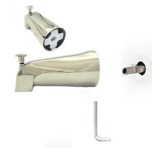 Gold Hao The Bathroom Tub Spout with Diverter 5 Inches – Slip-On Bath Tub Spout 5/8″ Slip Fit Connection (Brushed Nickel)
