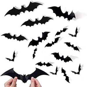 120 Pcs 3D Bats Stickers, Halloween Party Supplies Waterproof Scary Bats Wall Decor DIY Home Window Decor, Removable Bats Stickers for Indoor Outdoor Halloween Wall Decorations