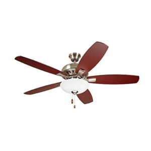 Luminance CF835BS ES DC Builder Ceiling Fan with Pull Chain | 52 Inch Fixture with Premium Motor and Dual Mount for Flush or Downrod Hanging | Reversible Blades with LED Light Bulbs, Steel