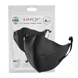 Airpop Pocket Face Masks Washable, Reusable 4 Pack and Adjustable to Fit, Black