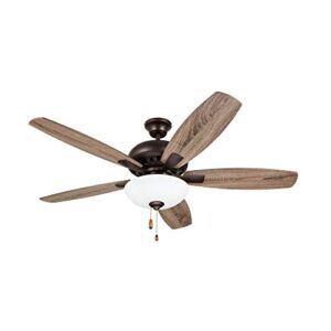Luminance CF835ORB ES DC Builder Ceiling Fan with Pull Chain | 52 Inch Fixture with Premium Motor and Dual Mount for Flush or Downrod Hanging | Reversible Blades with LED Light Bulbs, Bronze