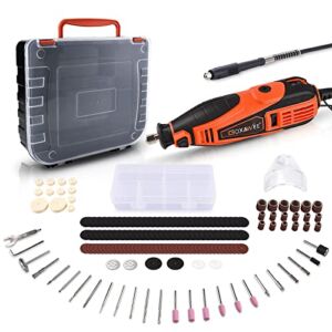 GOXAWEE Rotary Tool Kit with 180 Rotary Tool Accessories & Flex Shaft & Universal Collet, 5 Variable Speed Rotary Multi-Tool, Mini Electric Drill Set for Crafting DIY Project