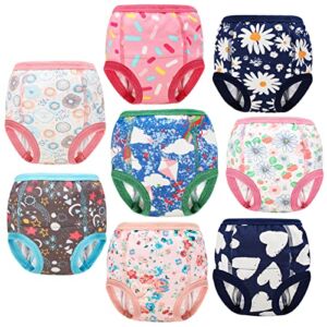 8 Packs Toddler Training Underwear for Boy and Girls Strong Absorbent Cotton Training Pants for Baby Potty Training 2T Pink