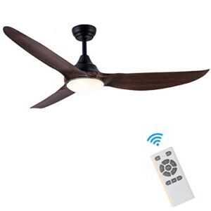 CJOY Ceiling Fan with Lights and Remote, 58 Inch DC Quit Motor Modern Ceiling Fan with 3 Reversible Blades, Adjustable Color Temperature, for Living Room, Bedroom, Dark Brown