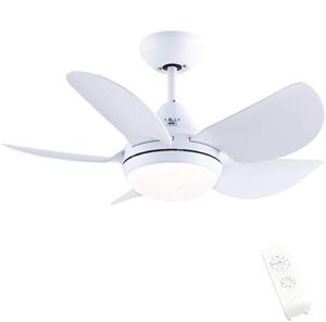 CJOY Ceiling Fan with Lights, 30” Small Modern Ceiling Fan with 5 Reversible Blades, Remote Controls, Adjustable Color Temperature, for Indoor/Outdoor, Matte White