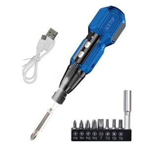 ACETOP Electric Screwdriver Cordless 900mAh Rechargeable Screwdriver with Dual Heads Bit, Extension Rod, 8 Bits and USB Cable, 4N.m Electric Torque, LED Light, Forward and Reverse Rotate