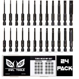 Torx Bit Set (24 Pack in Standard Torx Star Bits & Security / Tamper Proof) – Hex Shank Drill Bit with Magnetic Tips – Hardened CRM Steel Alloy – 2.3″ Long