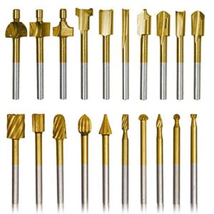 10Pcs HSS Router Carbide Engraving Bits & 10Pcs Router Bit with 1/8″(3mm) Shank Power Rotary Tools for DIY Woodworking, Carving, Sculpting, Engraving, Drilling.