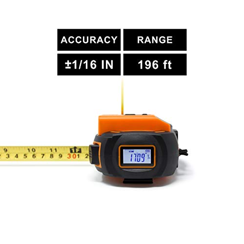 Laser Tape Measure 2-in-1, Laser Measure 196 Ft, Tape Measure 16 Ft Metric and US units with LCD Digital Display, Movable Magnetic Hook, Unit Conversion, Sturdy Build, Consistent and Accurate | The Storepaperoomates Retail Market - Fast Affordable Shopping