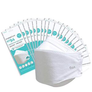 [20Packs] KF-94 – Face Protective Mask for Adult (White) [Made in Korea] [20 Individually Packaged] KN FLAX Premium KF-94 Certified Face Safety White Dust Mask for Adult [English Packing]