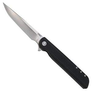 CRKT LCK + Large Folding Pocket Knife: Folder with Liner Lock, Plain Edge Drop Point Blade, Reinforced Nylon Handle with Pocket Clip 3810