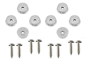 8 Small Clear Round Rubber Feet Bumpers & Stainless Steel Screws – .250 H X .671 D -Made in USA – Non Marking. Food Safe, ROHS & Prop 65 Free – Perfect for Cutting Boards, Electronics, Craft