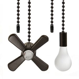 Ceiling Fan Pull Chain Extension Ornaments Chains with Decorative Light Bulb and Fan Cord 13.6 Inches Bronze Fan Pull Chain Set For Ceiling Light Lamp Fan Chain(ORB)