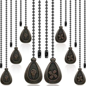 8 Pieces Pull Chains Extension Fan Pull Chain Pendant Ceiling Fan Pull Chain 12 Inch Ceiling Fan Chain Extender Ornament with Ball Fan Chain Connector (Black Copper Color)