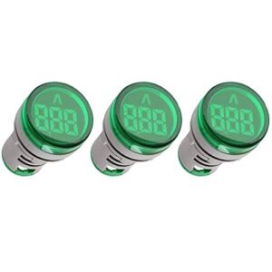 Shopcorp – Digital Led Display Indicator Ammeter, 0-100A Max AC380 Current Meter and 220V – Gauge Meter, Tester Amp Monitor – AD101-22AM Model, Circle Panel, Green (3 pack)