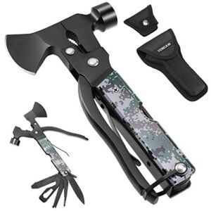 Camping Accessories Multitool Camping Gear Unique Gifts for Men Dad 16 in 1 Survival Gear and Equipment Camping Tools and Gadgets for Men Outdoor Hunting Hiking Supplies Mini Axe Hammer Mens Gifts