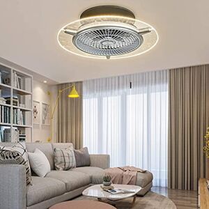 Modern Smart Ceiling Fan Chandelier LED Dimmable 3 Colors 3 Speed Silent Time Setting with Remote Control Suitable for Living Room, Bedroom, Kitchen (Silver(Round))
