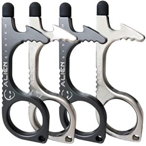 No Touch door opener Tool 4 Pack – Door opener keychain, mini Stylus, Bottle opener – Excellent multitool keychain Small gifts for coworkers, Team gifts for employees or Christmas gift for grandma