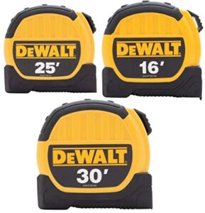 Dewalt DWHT3610579 16ft. 25ft. and 30ft. Tape Measure Combo Pack, Yellow/Black