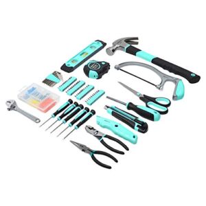 Amazon Basics Household Tool Set with Tool Bag – 165-Piece, Turquoise