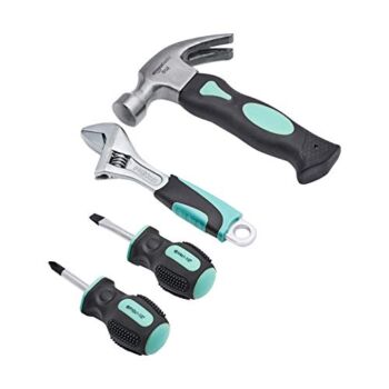 Amazon Basics 4-Piece Stubby Tool Set with Hammer, Screwdrivers and Adjustable Wrench – Turquoise | The Storepaperoomates Retail Market - Fast Affordable Shopping