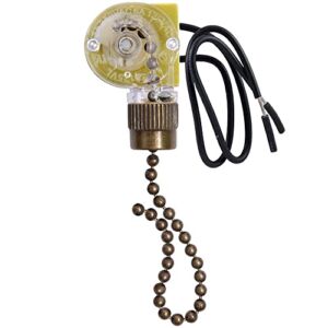 Ceiling Fan Switch Zing Ear ZE-109,Two-Wire On-Off Light Switch for Hunter Ceiling Fans Lamp and Wall Lights Replacement (Bronze Pull Chain)