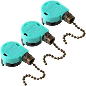Ceiling Fan Switch Zing Ear ZE-268S6 3 Speed 4 Wire for Ceiling Fans and Wall Lights Pull Chain Switch Replacement,with Bronze Pull Chain
