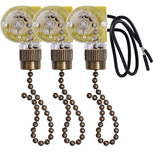 Ceiling Fan Light Switch Zing Ear ZE-109,Two-wire On-Off Control Pull Chain Switch Compatible with Hunter Ceiling Fans Wall Lamps (Bronze Pull Chain)3 Pcs | The Storepaperoomates Retail Market - Fast Affordable Shopping