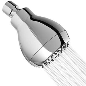 High Pressure Shower Head – Chrome – Powerful Deluxe Bathroom Showerhead with Strong Spray Stream and Small Silicone Nozzles – Universal Fit Works with High and Low Water Flow Showers