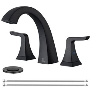 Matte Black Bathroom Faucet,Widespread Bathroom Sink Faucet for 3 Hole ,2 Handles Bathroom Vanity Faucet 8 Inch,HOMELODY Lavatory Faucet for Sink with Pop Up Drain
