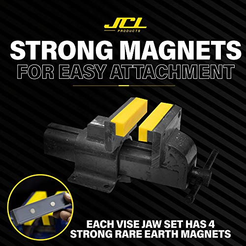 JCL Soft Vise Jaws | 4 inch vice jaws (2 pack), including 1 set grooved and 1 set flat | Use on any Metal Bench Vise to safely clamp flat, round or irregular shapes objects | The Storepaperoomates Retail Market - Fast Affordable Shopping