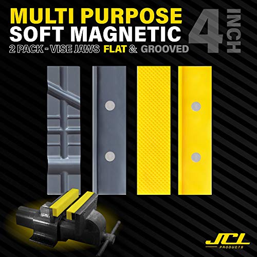 JCL Soft Vise Jaws | 4 inch vice jaws (2 pack), including 1 set grooved and 1 set flat | Use on any Metal Bench Vise to safely clamp flat, round or irregular shapes objects | The Storepaperoomates Retail Market - Fast Affordable Shopping