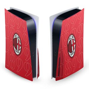 Head Case Designs Officially Licensed AC Milan 1899 Black Logo Art Vinyl Faceplate Sticker Gaming Skin Decal Cover Compatible With Sony PlayStation 5 PS5 Disc Edition Console