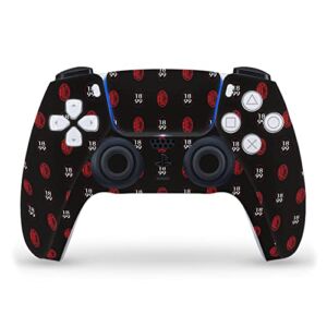 Head Case Designs Officially Licensed AC Milan Pattern Logo Art Vinyl Faceplate Sticker Gaming Skin Decal Cover Compatible With Sony PlayStation 5 PS5 DualSense Controller
