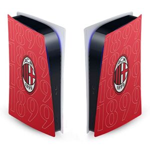 Head Case Designs Officially Licensed AC Milan 1899 Black Logo Art Matte Vinyl Faceplate Sticker Gaming Skin Decal Cover Compatible With Sony PlayStation 5 PS5 Digital Edition Console