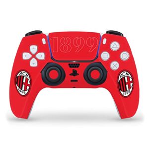 Head Case Designs Officially Licensed AC Milan 1899 Black Logo Art Matte Vinyl Faceplate Sticker Gaming Skin Decal Cover Compatible With Sony PlayStation 5 PS5 DualSense Controller
