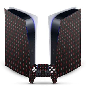 Head Case Designs Officially Licensed AC Milan Pattern Logo Art Vinyl Faceplate Sticker Gaming Skin Decal Cover Compatible With Sony PlayStation 5 PS5 Digital Edition Console and DualSense Controller